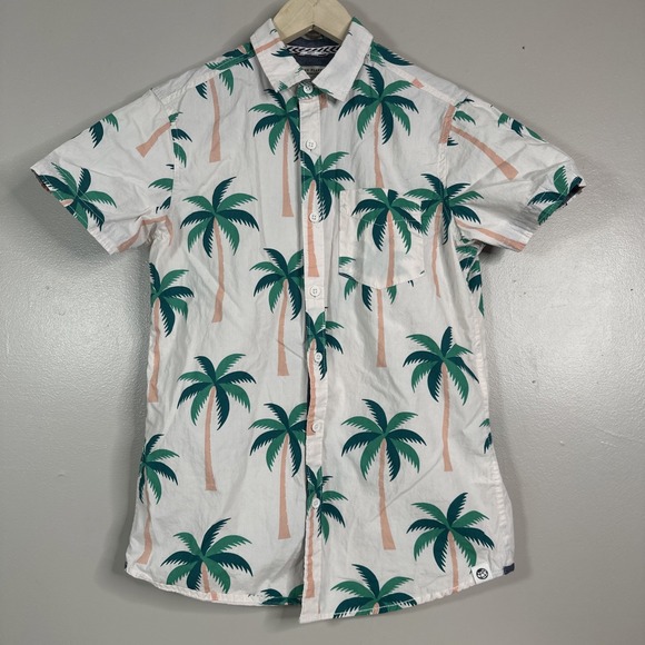 Free Planet Other - Free Planet Mens Shirt Size S Button Up Short Sleeve Palm Tree 100% Cotton